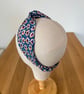 Cotton headband, twist knot style hairband in blue with a daisy floral print. - Image 3