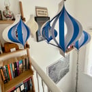 Large Blue and White Mid Century Style Hanging Ornaments