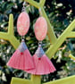 CAMEO TASSEL EARRINGS Blush pink fringe silk resin floral cool gift for her art  - Image 3