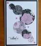Large Mother's Day Card - Pink, Black & Grey Floral Circles - Image 10