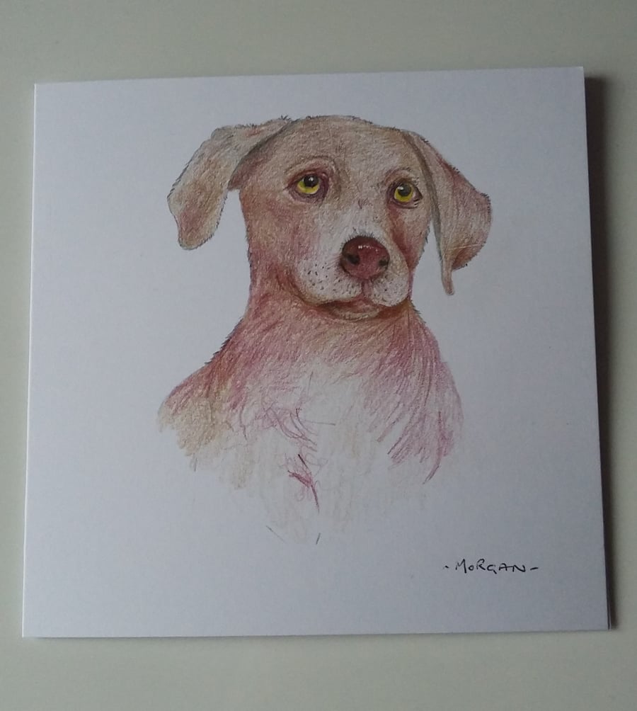 HAND PAINTED WATER COLOUR CARD  PUPPY