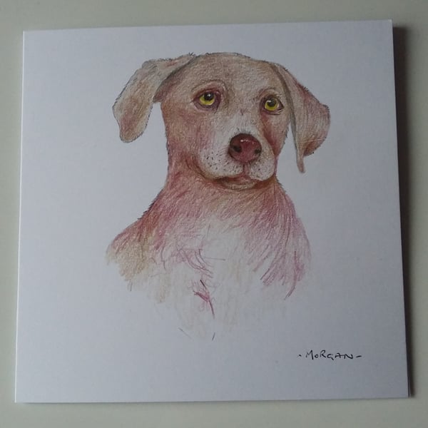 HAND PAINTED WATER COLOUR CARD  PUPPY