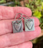 Oxidised sterling silver heart tag earrings - Image 7