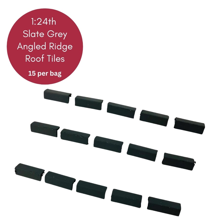 1:24th Scale Miniature Model Doll house Angled Ridge Roof Tiles Trim  Slate Grey
