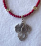 Red Faceted Bead Necklace with Dragon Pendant