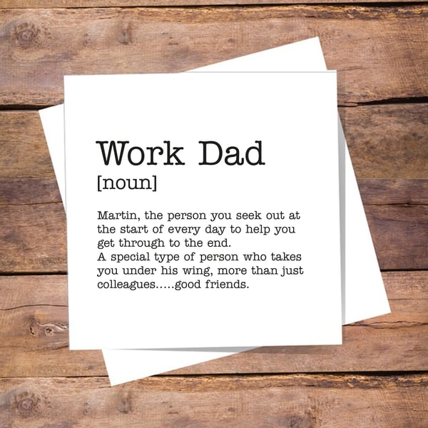Work Dad Personalised Definition Card - Work colleague. Free delivery