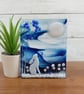 Moon Gazing Hare Tealight Holder, Unique Handmade Fused Glass Gift - Image 1