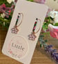 Lilac Flower Hoop Earrings, Enamel Floral Charms, Handmade Jewellery - Image 3