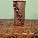 Handcrafted glass vase, beautifully embellished with air dry clay flowers