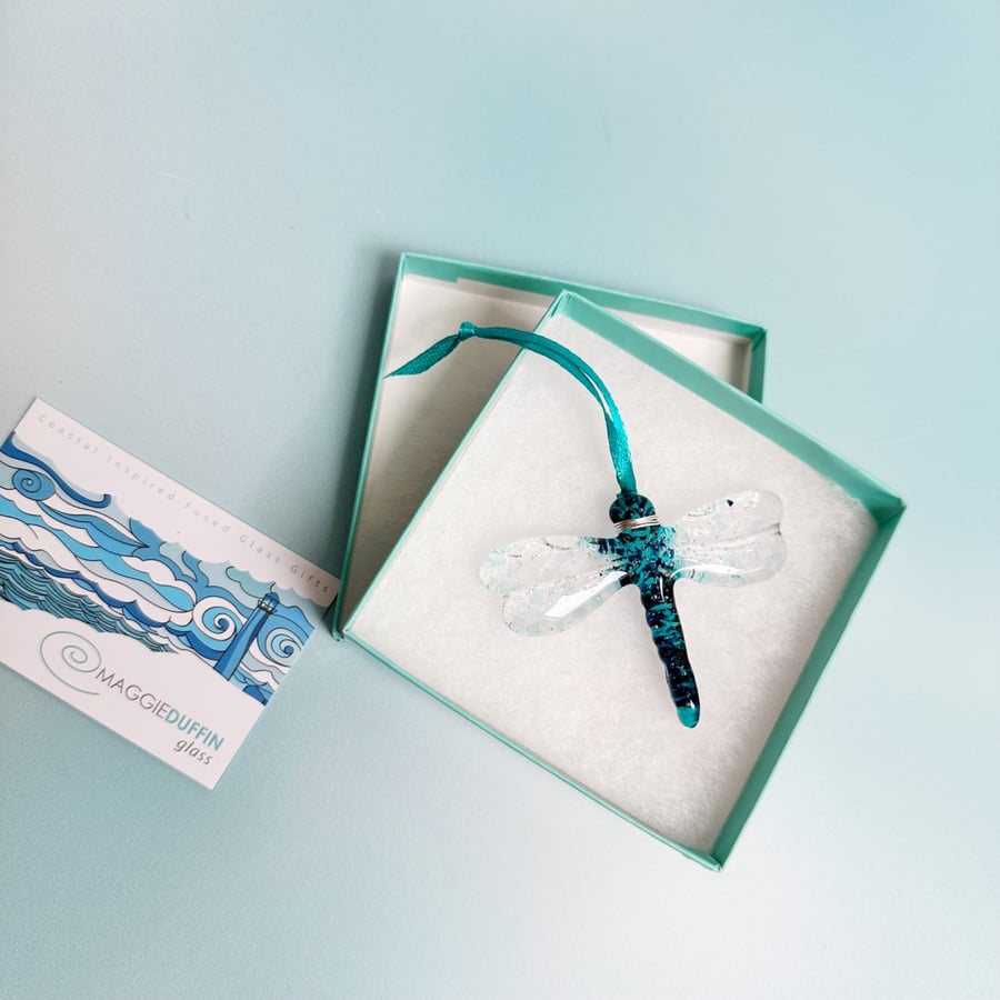 Fused Glass Dragonfly Small - Teal