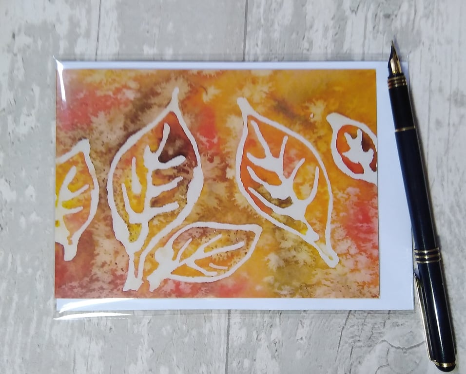 Birthday card (printed) Autumn leaves