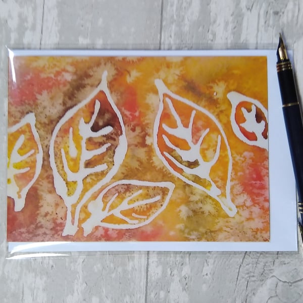 Birthday card (printed) Autumn leaves