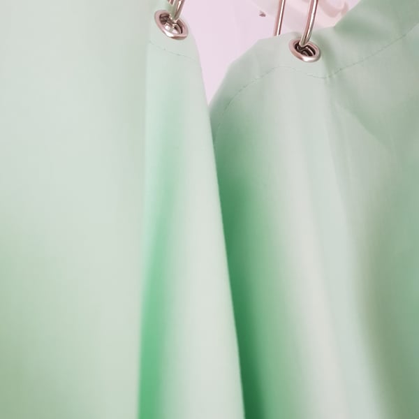 Pale Mint Green Organic Cotton Shower Curtain, washable non-waxed