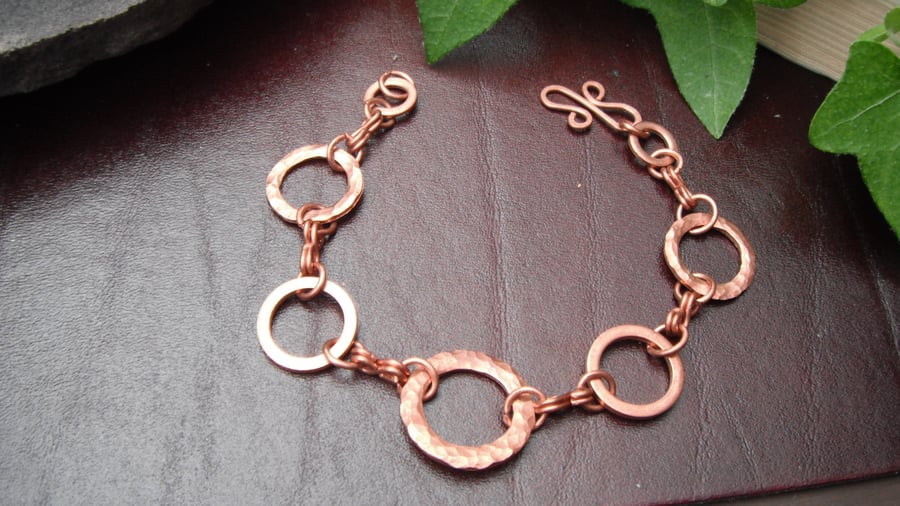 Copper Hammered Hoop Bracelet