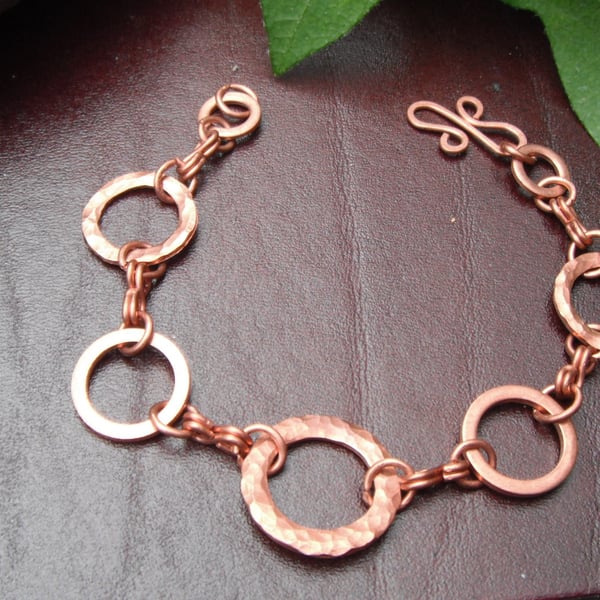 Copper Hammered Hoop Bracelet