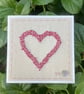 Hand Embroidered Greetings Card -Beaded Red Heart - Image 1