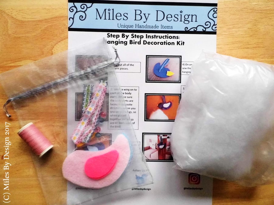 Make Your Own Bird Decoration Kit - Pink