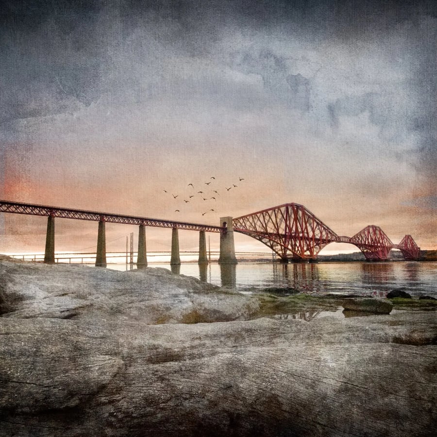  Queensferry Sunset Archival art print by Scottish artist Carol McEwan