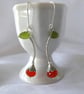 Orange Blossom Flower Bud Earrings with Vesuvianite Leaf, Sterling & Fine Silver - Image 1