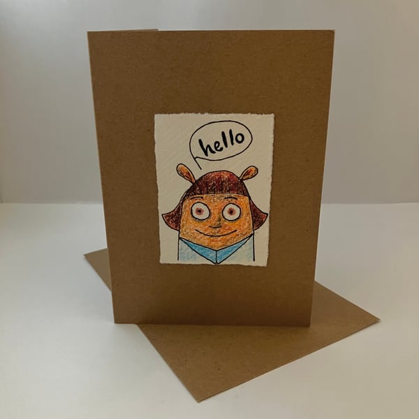 Hello - Blue Greetings Card
