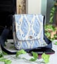 Blue and Cream Paisley, Water-resistant Oilcloth Small Cross Body Bag, Phone Bag - Image 3