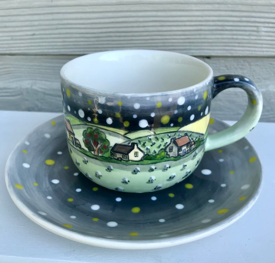 Starry night cup and saucer.