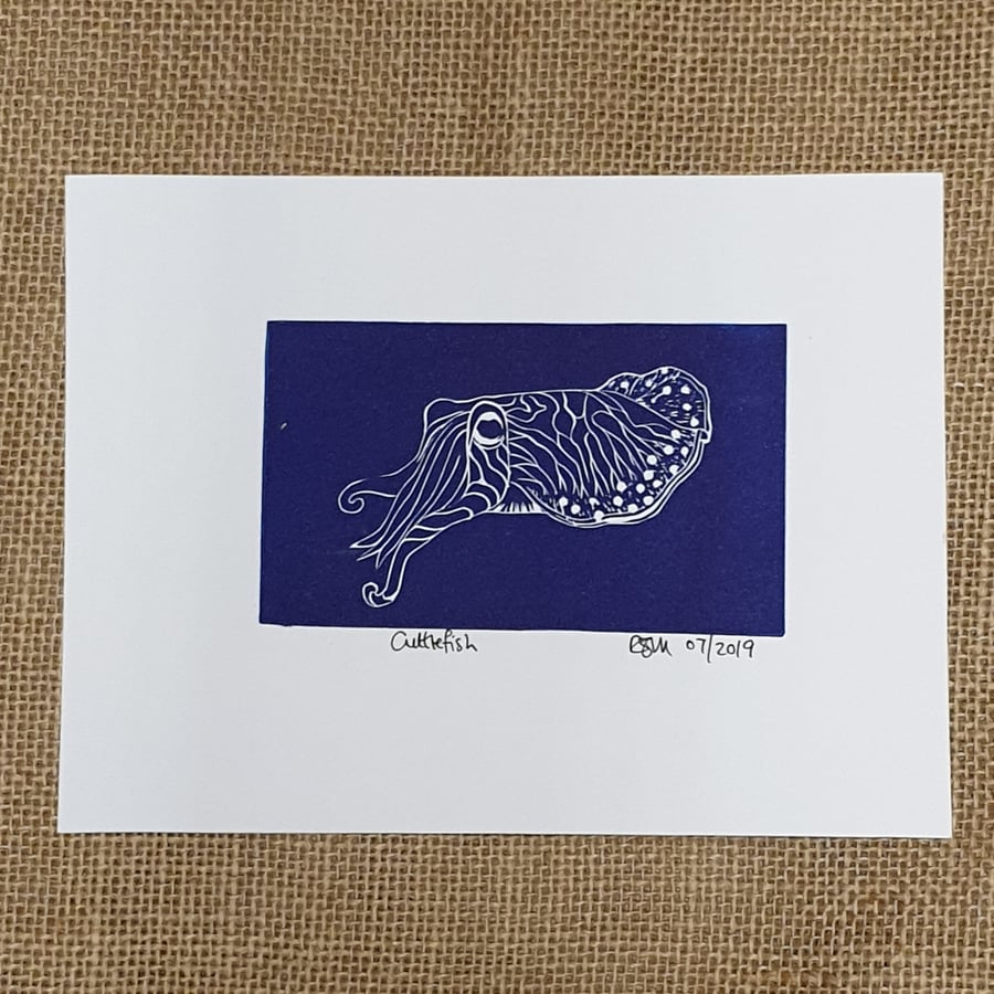 Cuttlefish, original lino print