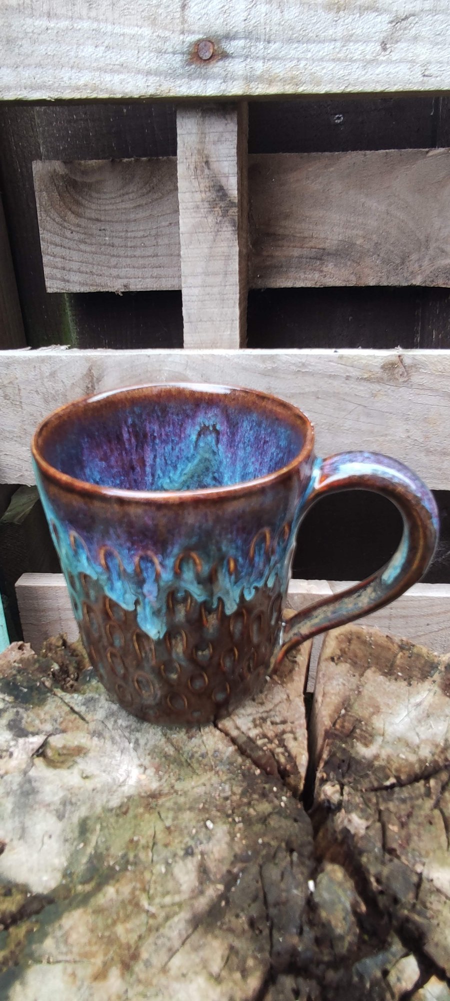 Rainbow coloured textured cup