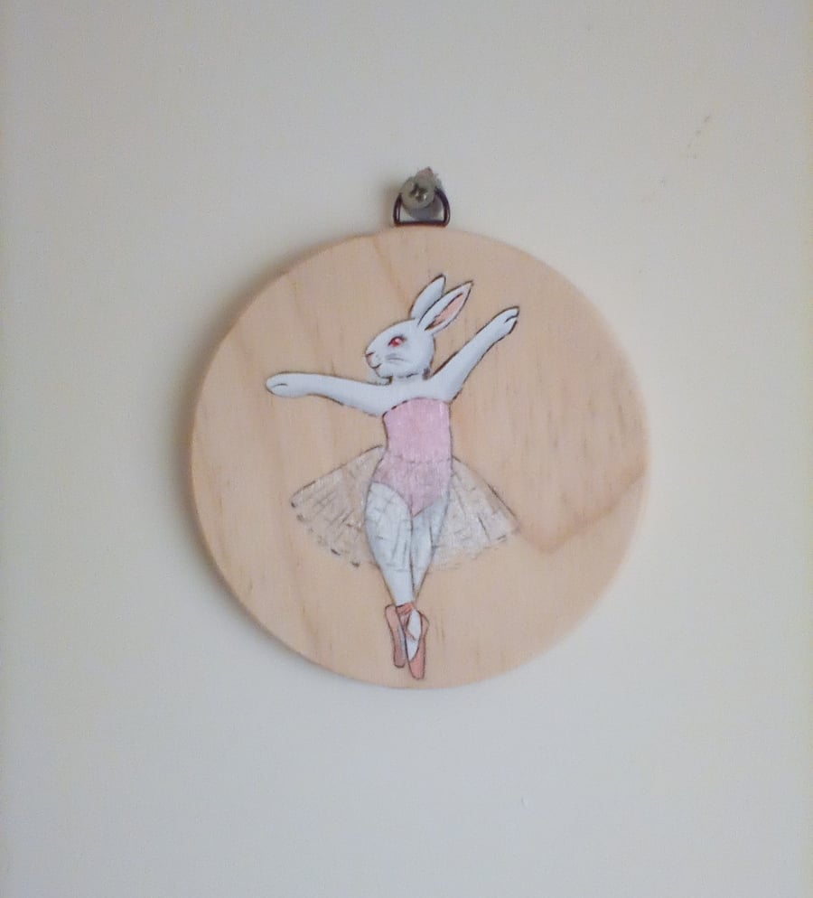 Ballerina Bunny Hanging Decoration Hand Painted Ballet Dancer Rabbit
