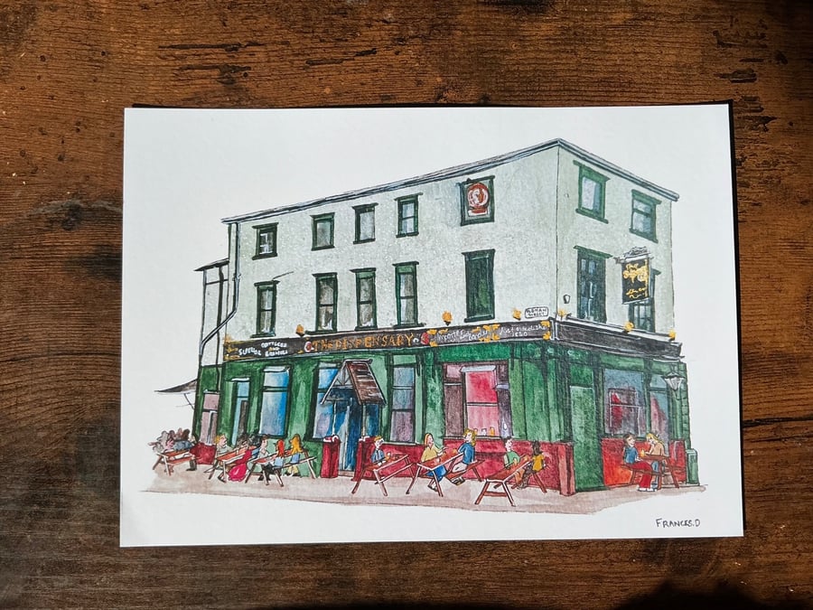 The Dispensary pub watercolour print
