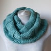 Hand knitted sea green alpaca scarf. Infinity, Cowl, Circle scarf.  Super soft!