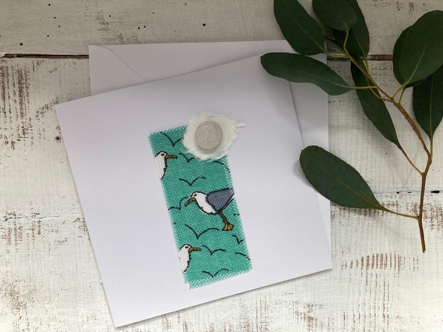 Handmade ceramic Gift card, valentines day, blank greetings card, seagulls card