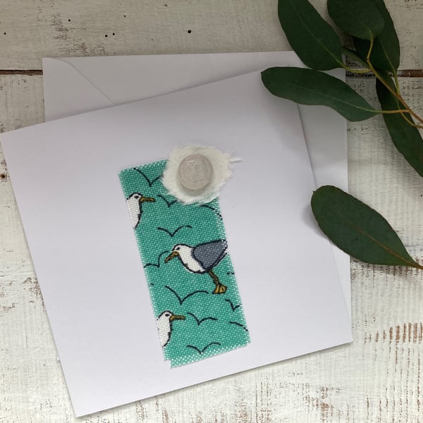 Handmade ceramic Gift card, valentines day, blank greetings card, seagulls card