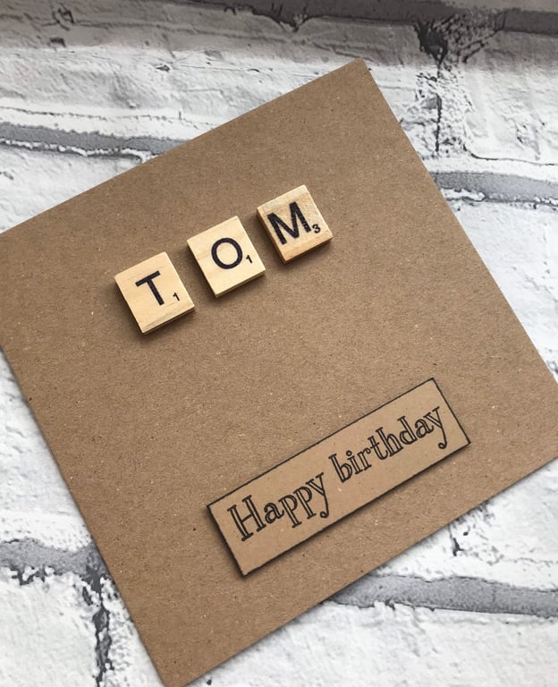 Personalized Birthday or Occasion Card, Handmade Scrabble Tile Card