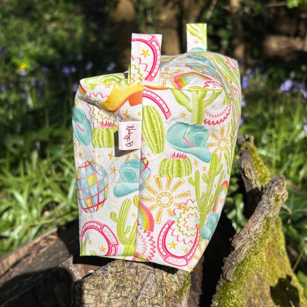 Make-up bag (large) in disco cowboy print