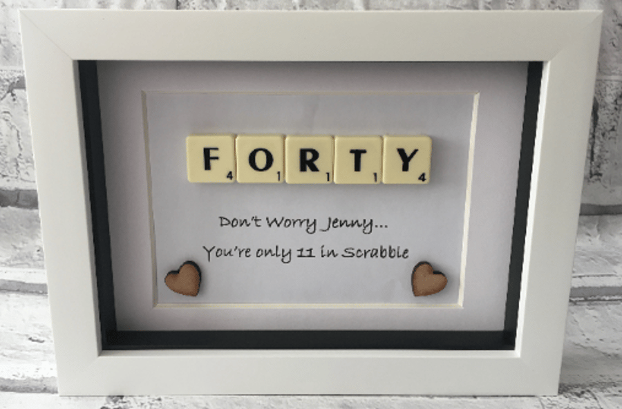 Personalised Scrabble Frame Picture 30th 40th 50th 60th 70th 80th 90th Birthday