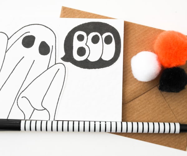 6 Pack Ghost Halloween Mini Cards, Handmade Halloween Party Invites