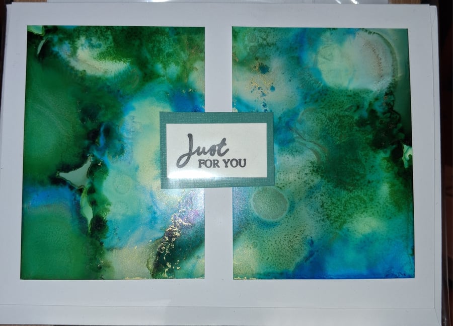 Handmade greetings card made with alcohol inks
