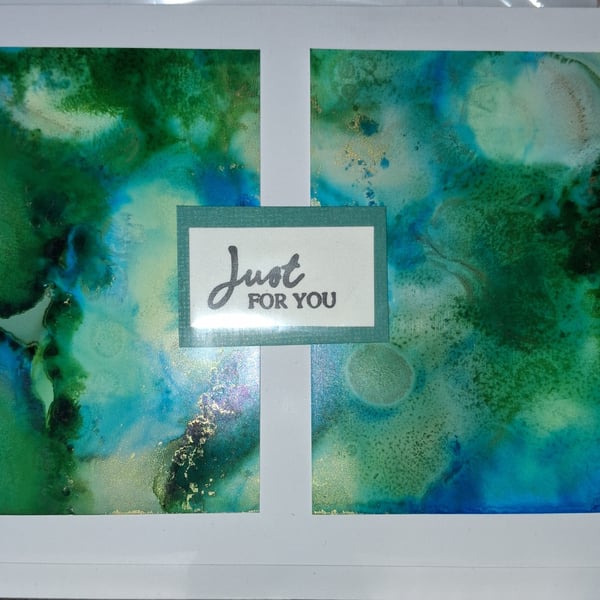 Handmade greetings card made with alcohol inks