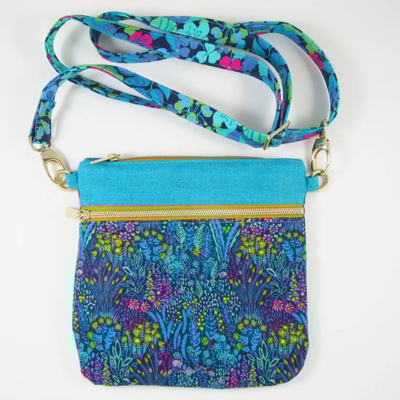 Peacock Blue Adjustable Crossbody Bag