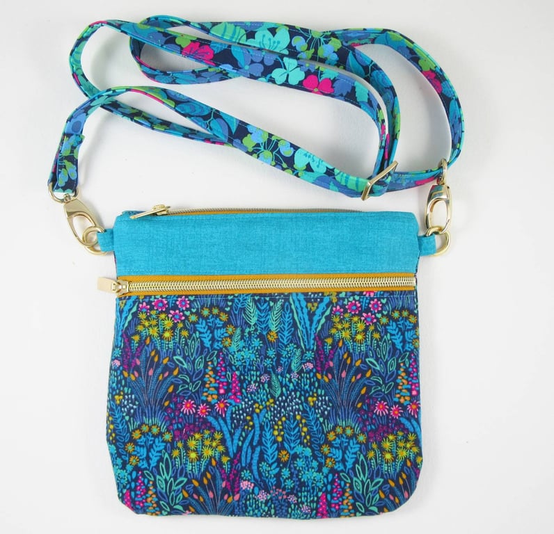 Peacock Blue Adjustable Crossbody Bag