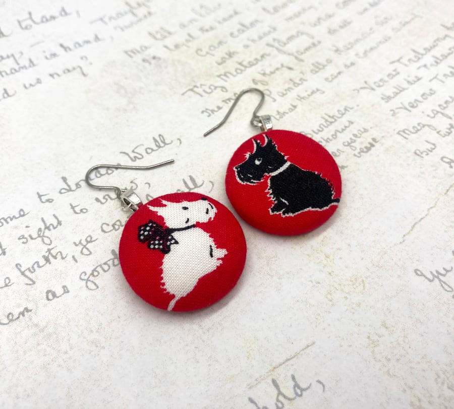 Retro Westie and Scotty dog red statement earrings dog lovers gifts