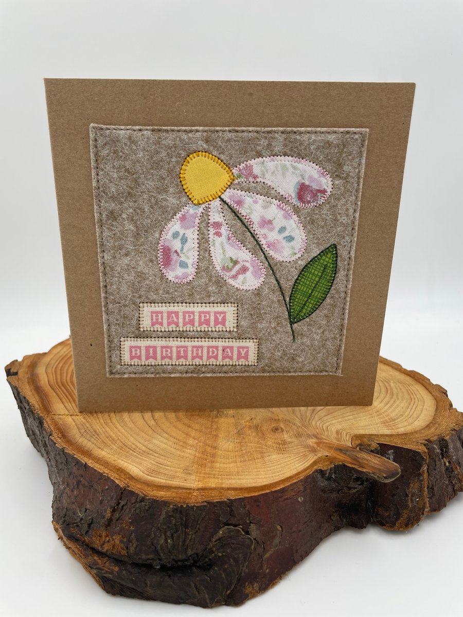 Pretty daisy birthday appliqué card