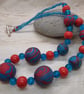 Turquoise and poppy red chunky necklace - Image 4