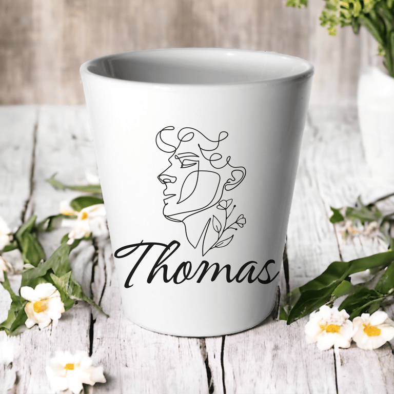Personalised Name Male Face Plant Pot -Succulent Cactus Flower Pot 