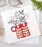 Red Flower Vase Greetings Card - Image 3