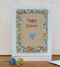 Hand-stitched card with Liberty fabric and applique heart - Image 1