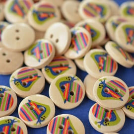 15mm Wooden Rainbow Snail Buttons 10pk Kids Buttons (SAN3)