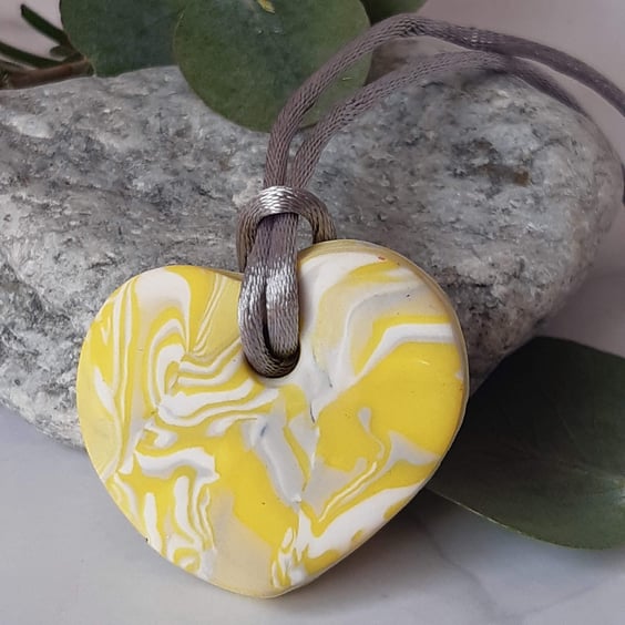 Heart shaped polymer clay pendant