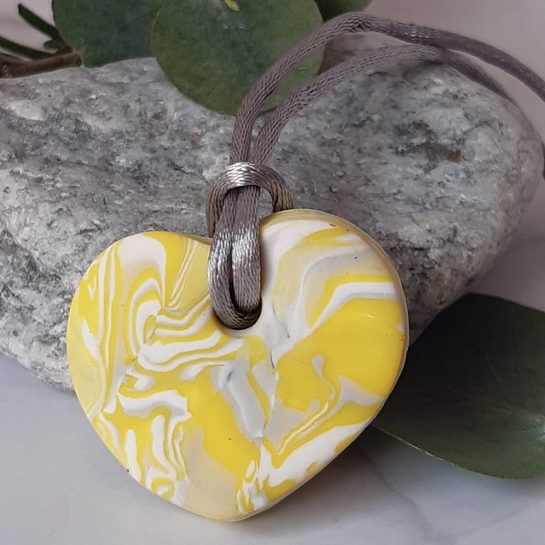 Heart shaped polymer clay pendant